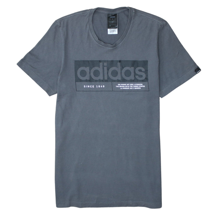 Adidas Men's Grey Graphic Logo T-Shirt Size S Short Sleeve Cotton