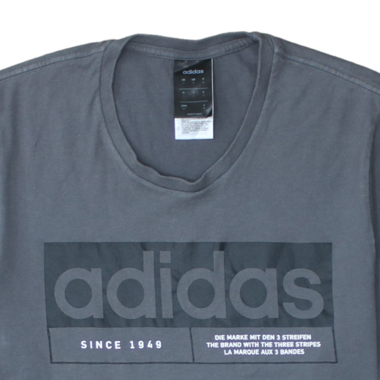 Adidas Men's Grey Graphic Logo T-Shirt Size S Short Sleeve Cotton