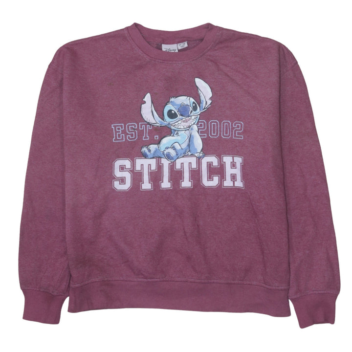 Disney Women Purple Stitch Sweatshirt Size 10/12 UK S Crew Neck