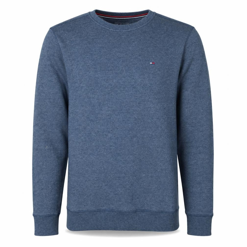 Front view of Tommy Jeans Men's Blue Regular Fit Cotton Blend Sweatshirt, size S