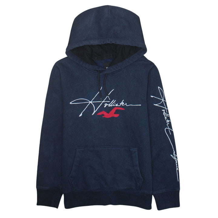 Hollister Womens Navy Blue Pullover Hoodie XS Cotton Blend Logo Must-Have Collection