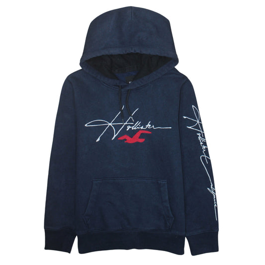 Hollister Womens Navy Blue Pullover Hoodie XS Cotton Blend Logo Must-Have Collection