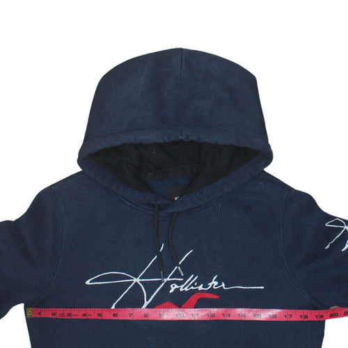 Hollister Womens Navy Blue Pullover Hoodie XS Cotton Blend Logo Must-Have Collection