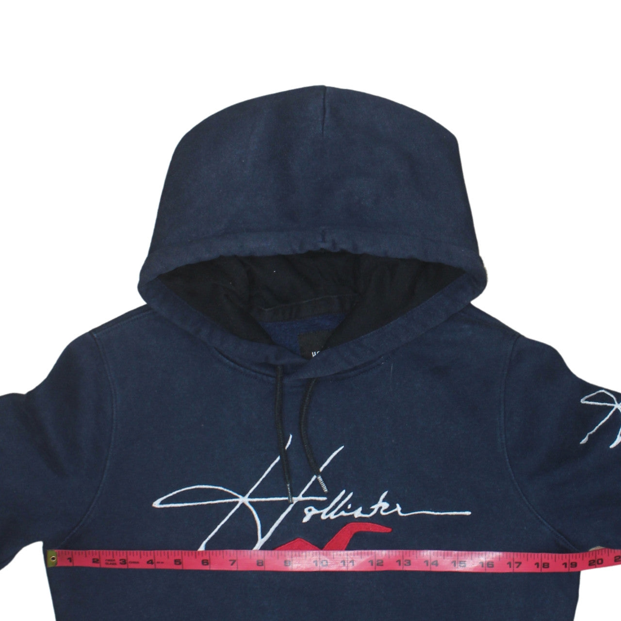 Hollister Womens Navy Blue Pullover Hoodie XS Cotton Blend Logo Must-Have Collection
