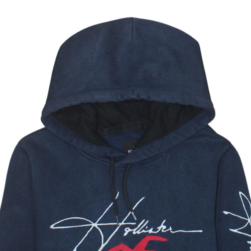 Hollister Womens Navy Blue Pullover Hoodie XS Cotton Blend Logo Must-Have Collection