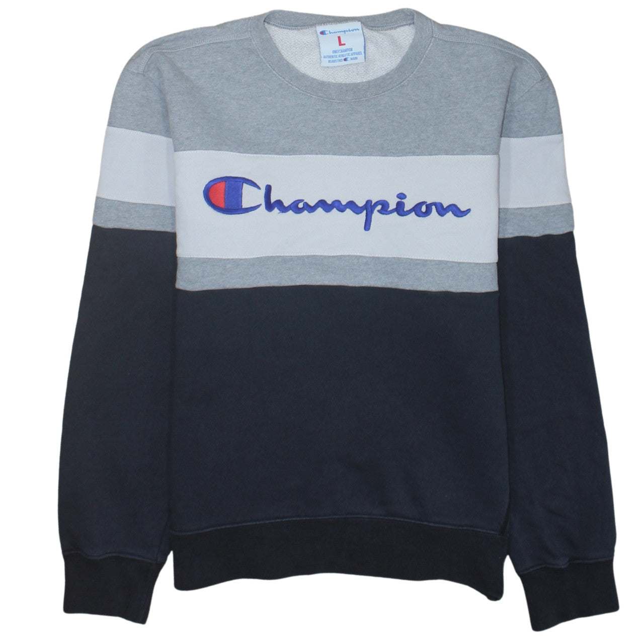 Champion Men’s Grey Colour Block Crew Neck Sweatshirt Size L