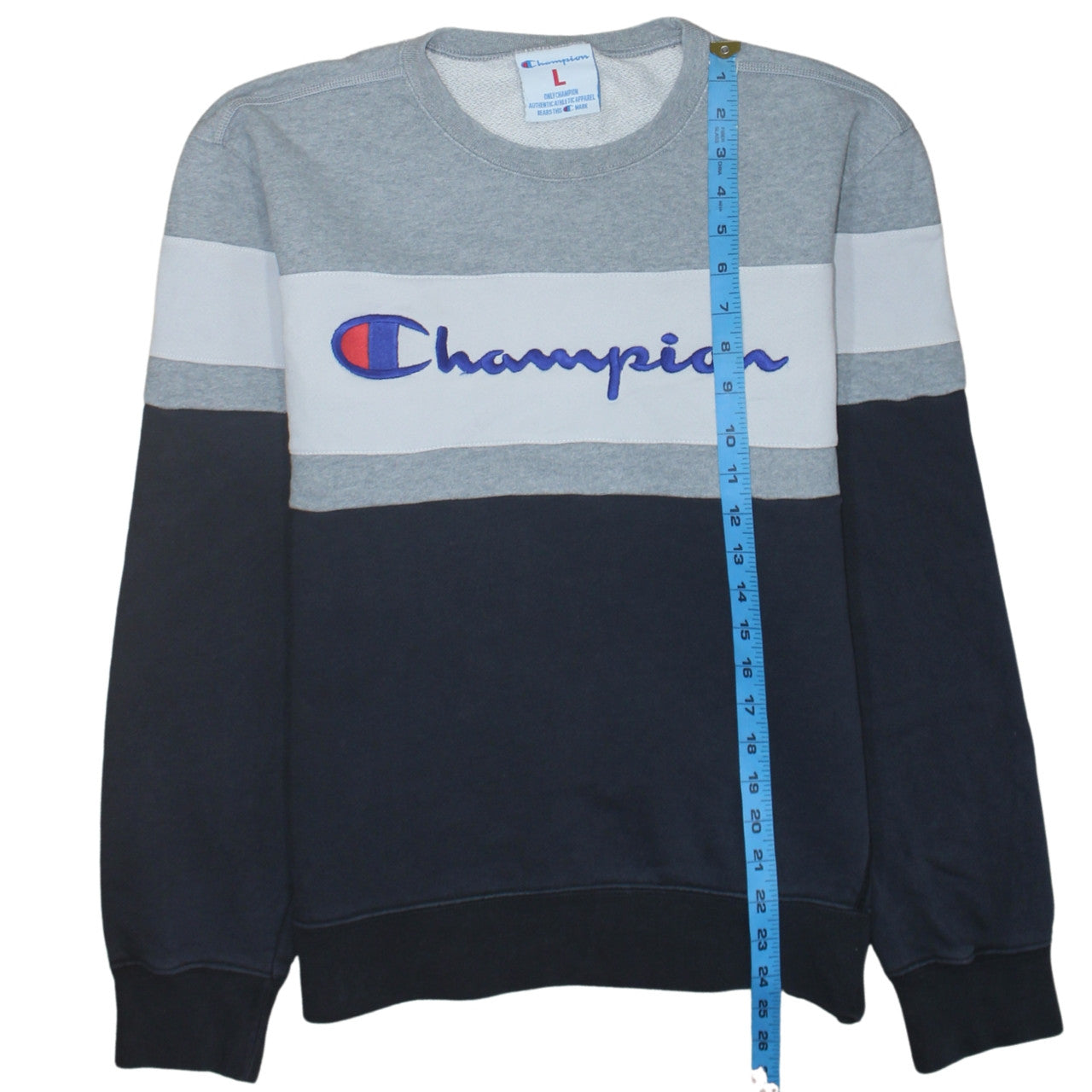 Champion Men’s Grey Colour Block Crew Neck Sweatshirt Size L