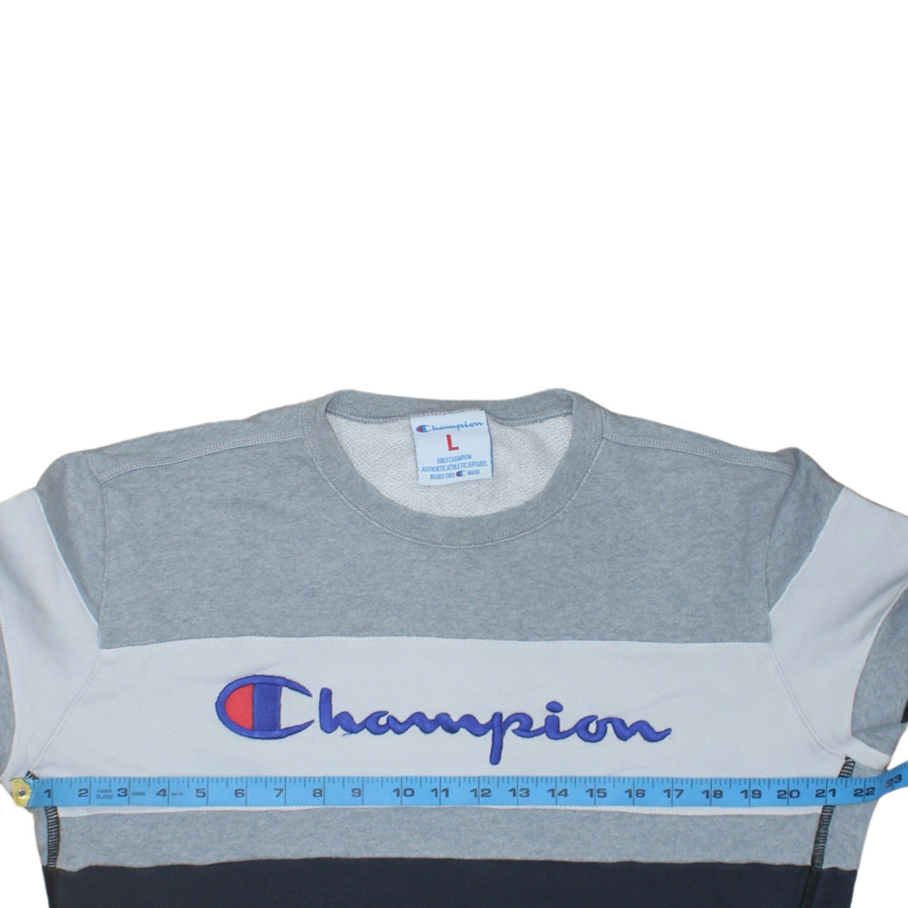 Champion Men’s Grey Colour Block Crew Neck Sweatshirt Size L