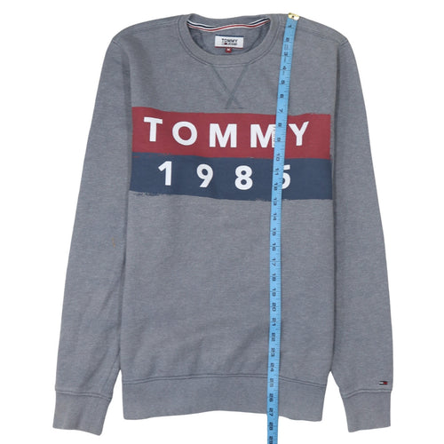 Tommy Jeans Men Grey Logo 1985 Crew Neck Sweatshirt Size M