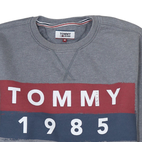 Tommy Jeans Men Grey Logo 1985 Crew Neck Sweatshirt Size M