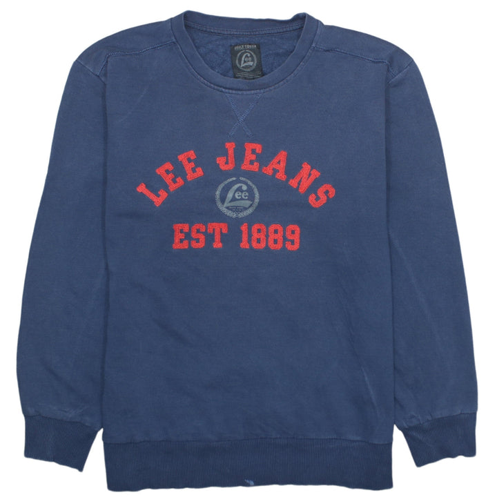 Lee Mens Blue 2XL Pullover Sweatshirt Crew Neck Graphic Print