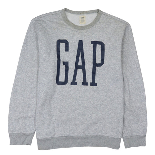 GAP Women Grey Logo Crew Neck Pullover Sweatshirt Size L