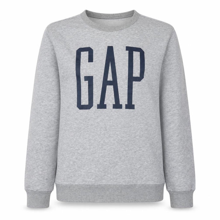 Gap Women Grey Logo Crew Neck Pullover Sweatshirt Size L