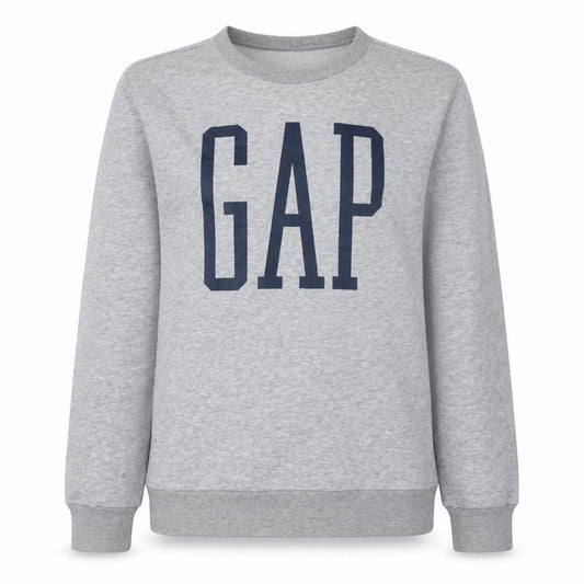 Front view of Gap Women Grey Logo Crew Neck Pullover Sweatshirt, size L