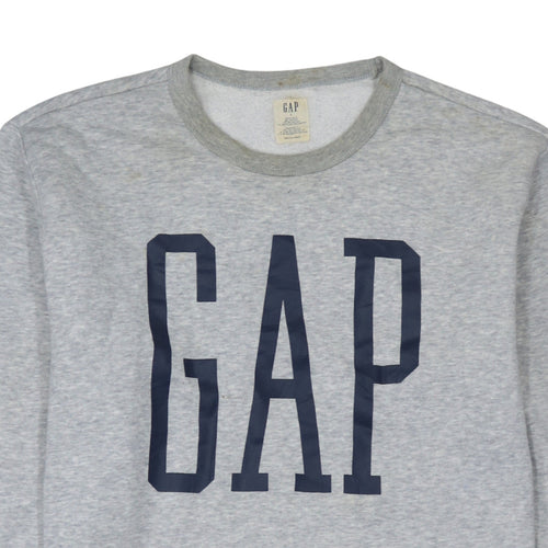 GAP Women Grey Logo Crew Neck Pullover Sweatshirt Size L
