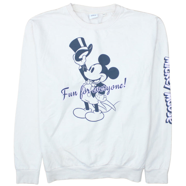 Disney Women White Mickey Mouse Print Sweatshirt Size 14 XL