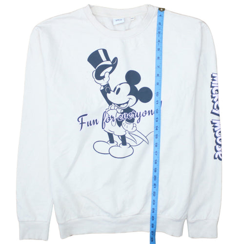Disney Women White Mickey Mouse Print Sweatshirt Size 14 XL