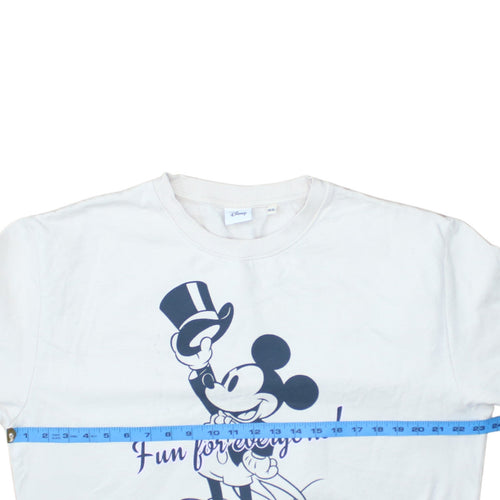 Disney Women White Mickey Mouse Print Sweatshirt Size 14 XL