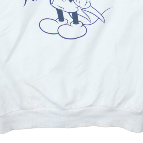 Disney Women White Mickey Mouse Print Sweatshirt Size 14 XL