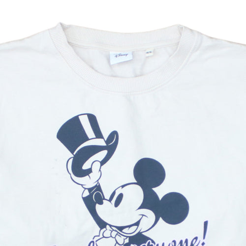Disney Women White Mickey Mouse Print Sweatshirt Size 14 XL