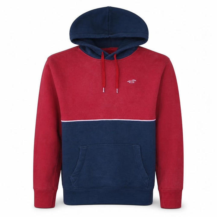 Hollister Men's Red Blue Pullover Hoodie Size L Classic Style