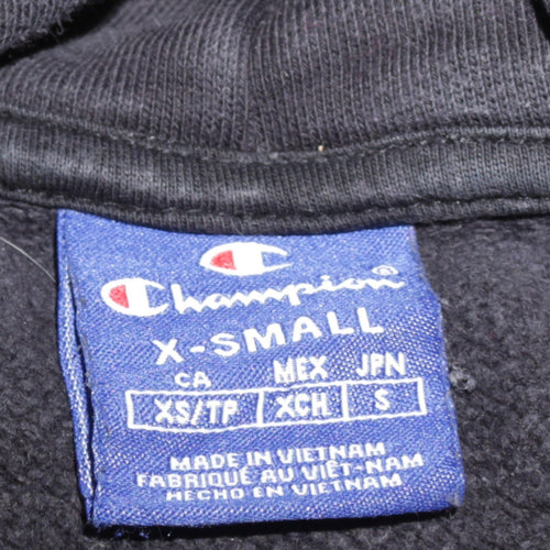 Champion Womens Black XS Pullover Hoodie Cotton Embroidered Logo