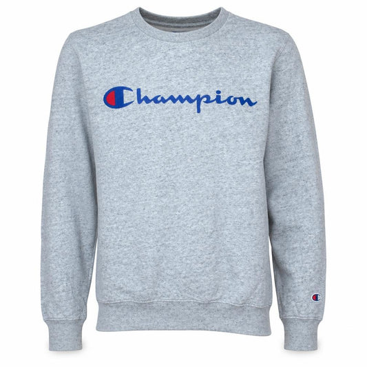 Front view of Champion Men's Grey XS Crew Neck Pullover Sweatshirt