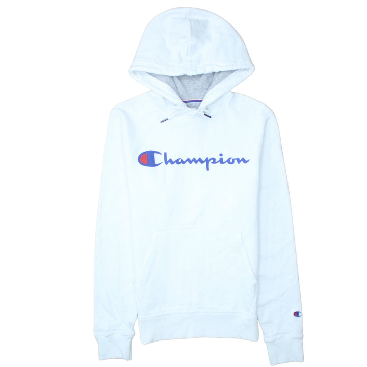 Champion Womens White XS Hoodie Pullover Logo Print Cotton Blend