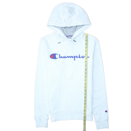 Champion Womens White XS Hoodie Pullover Logo Print Cotton Blend