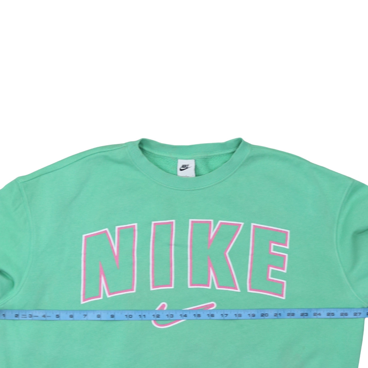 Nike Women Green Logo Pullover Sweatshirt L Cotton Blend