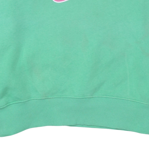 Nike Women Green Logo Pullover Sweatshirt L Cotton Blend