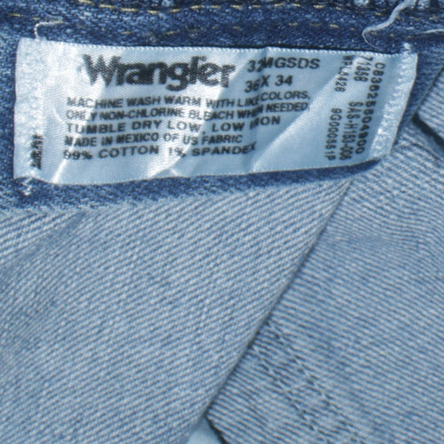 Wrangler Men's Blue Cowboy Cut Straight Fit Denim Jeans 36x34