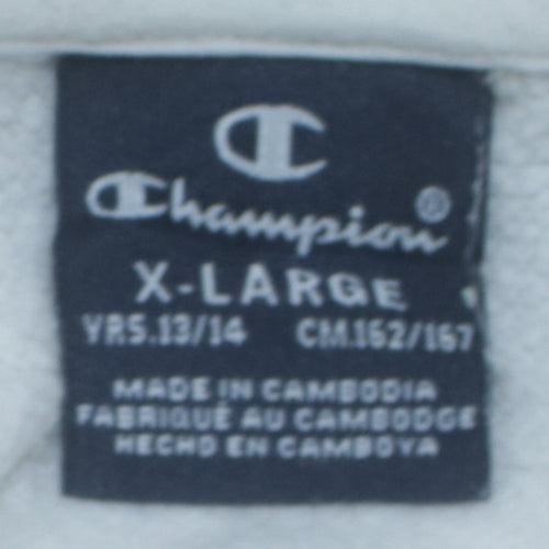 Champion Boys White Pullover Hoodie XL 13-14 Years Cotton Blend Logo Sweatshirt