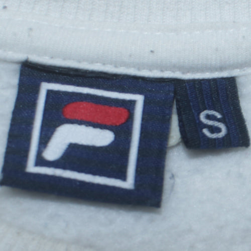 FILA Men's White Small Logo Crew Neck Pullover Sweatshirt Size S