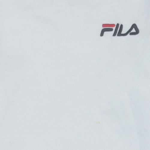 FILA Men's White Small Logo Crew Neck Pullover Sweatshirt Size S