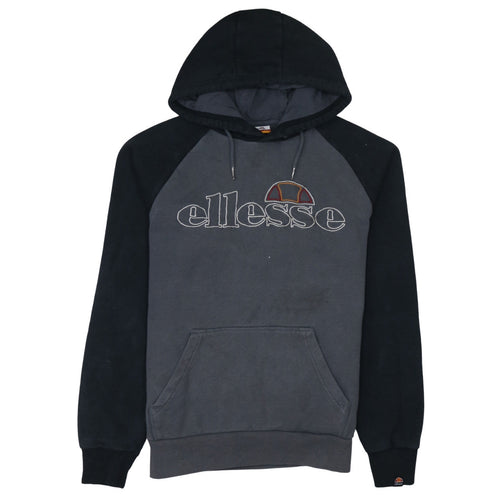 Ellesse Mens Grey Pullover Hoodie L Logo Fleece Sweatshirt