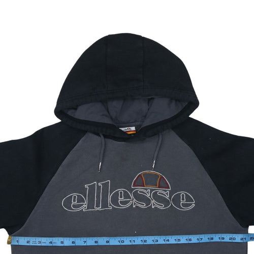 Ellesse Mens Grey Pullover Hoodie L Logo Fleece Sweatshirt