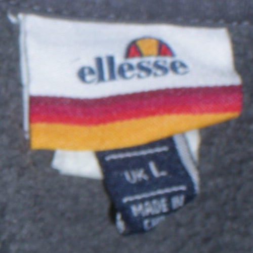 Ellesse Mens Grey Pullover Hoodie L Logo Fleece Sweatshirt