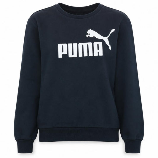Front view of Puma women’s black xs crew neck pullover sweatshirt
