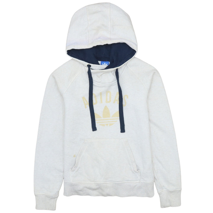 Adidas Womens Beige Hooded Pullover Sweatshirt Size L Logo Print