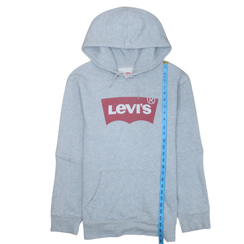 Levi's Men's Grey Pullover Hoodie L Logo Graphic Fleece Sweatshirt
