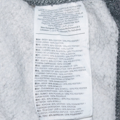 Nike Men Grey Pullover Hoodie M Regular Fit Fleece Sweatshirt