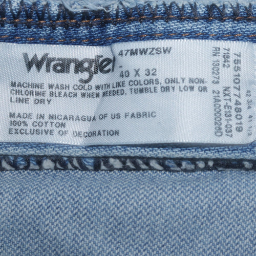 Wrangler Men's Blue 40x32 Regular Fit Straight Denim Jeans
