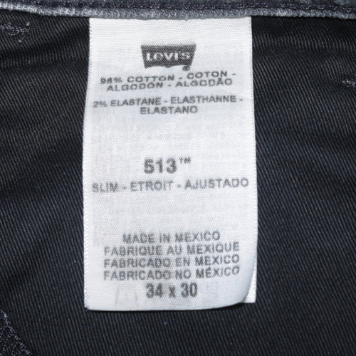 Levi's Men Blue 513 Slim Straight Jeans 34x30 Denim
