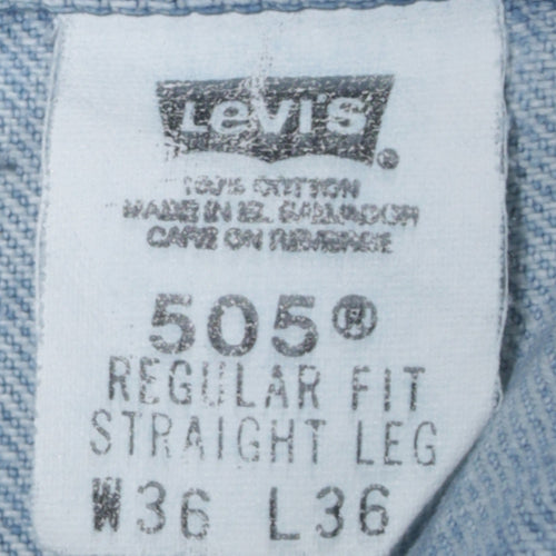 Levi's 505 Men Blue Regular Fit Straight Leg Denim Jeans W36 L36