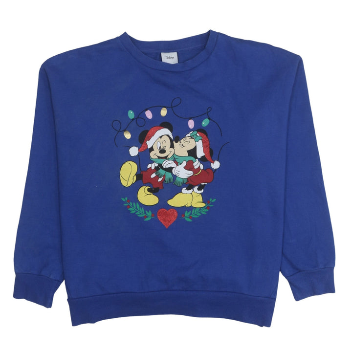Disney Tu Women's Blue Christmas Mickey & Minnie Sweatshirt Size 18