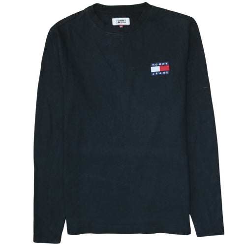 Tommy Jeans Men's Black Long Sleeve Cotton Crew Neck T-Shirt XS