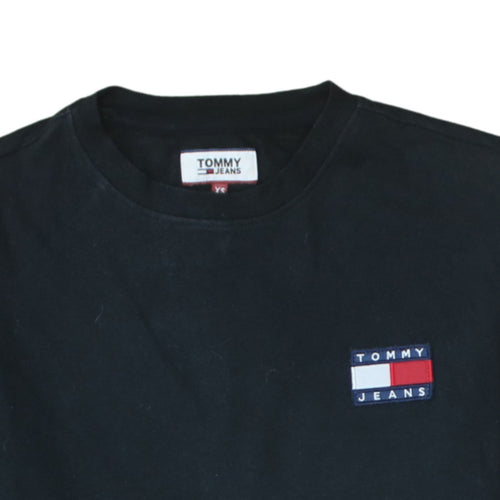 Tommy Jeans Men's Black Long Sleeve Cotton Crew Neck T-Shirt XS