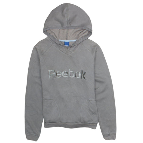 Reebok Women’s Grey Pullover Hoodie Size M Cotton Blend Logo Sweatshirt
