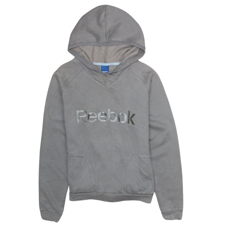 Reebok Women’s Grey Pullover Hoodie Size M Cotton Blend Logo Sweatshirt